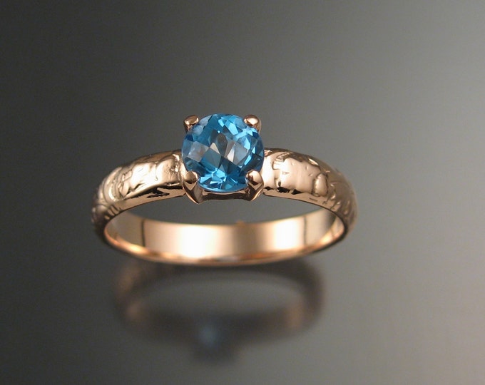 Blue Topaz Wedding ring 14k rose Gold made to order in your size