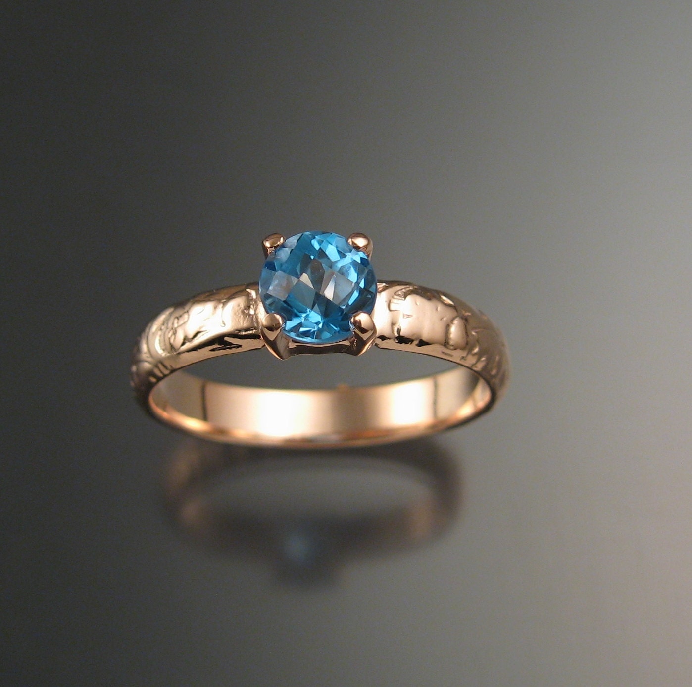  Blue Topaz Wedding ring  14k rose Gold made to order in 