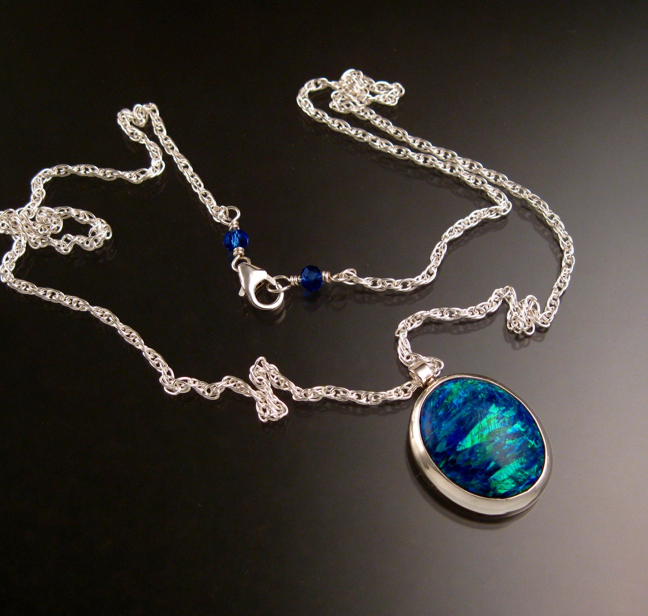 Sterling Silver Created Opal Necklace