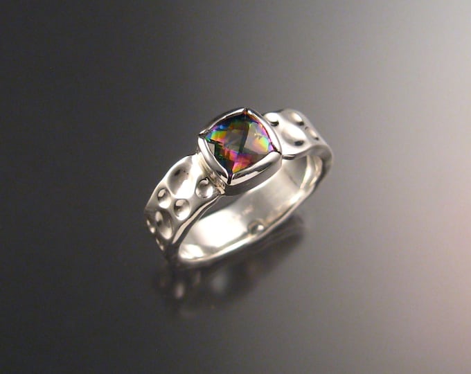 Mystic Topaz Moonscape Ring Sterling Silver Checkerboard cut stone made to order in Any Size