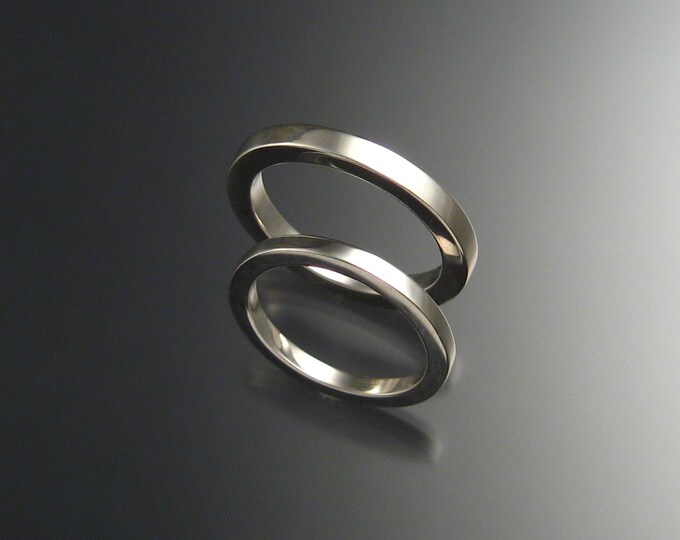 Sterling Silver Square Wedding bands His and Hers ring set made to order in your size