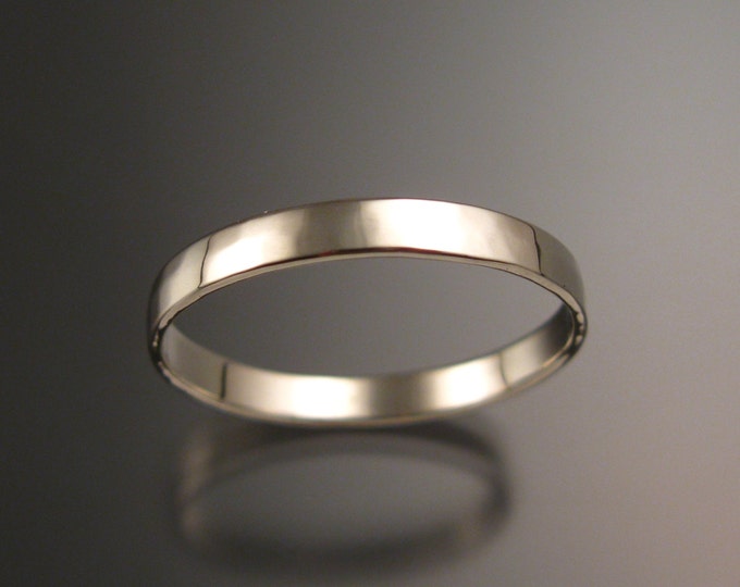 14k White gold 2.5 mm Lightly hammered and polished Low dome Wedding band Handmade in your Size