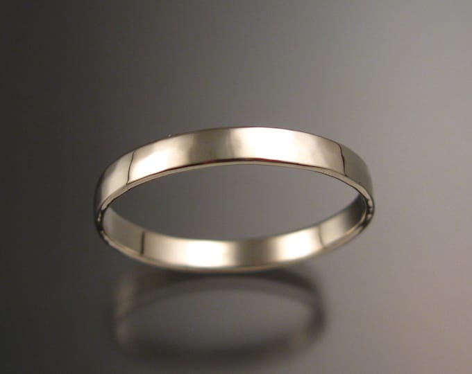 14k White gold 2.5 mm Lightly hammered and polished Low dome Wedding band Handmade in your Size