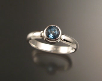 Blue Topaz ring Sterling Silver made to order in your size