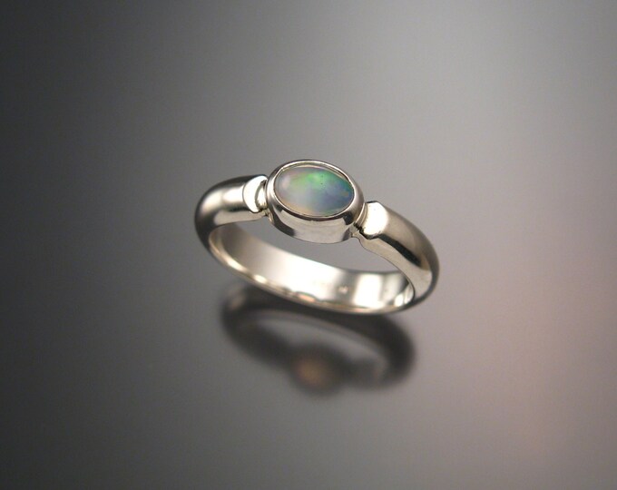 Opal Ring Sterling Silver Bezel set Crystal Opal Ring In Your Size