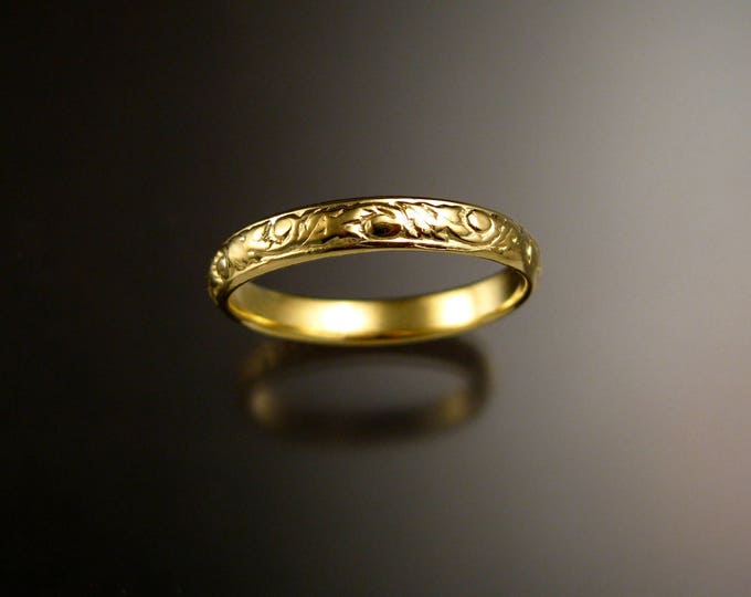 14k Green Gold 3.25 mm Floral pattern Band wedding ring made to order in your size Victorian wedding band Made to order in your size
