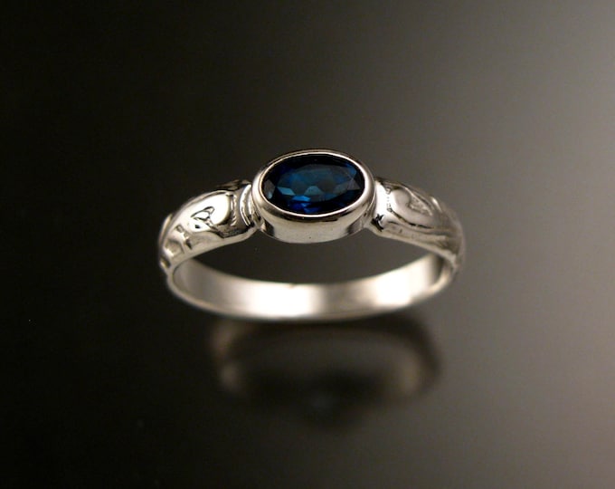 London Blue Topaz 4x6mm Oval Wedding ring Sterling Silver Sapphire substitute ring made to order in your size