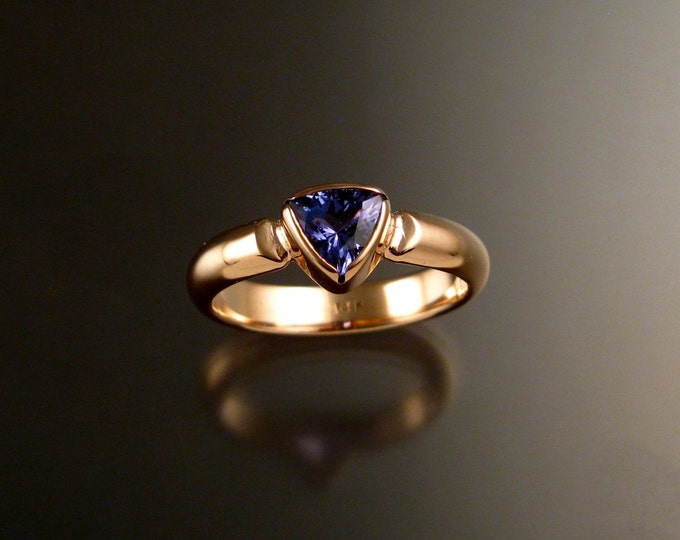 Tanzanite Triangle ring handcrafted in 14k rose gold made to order in your size