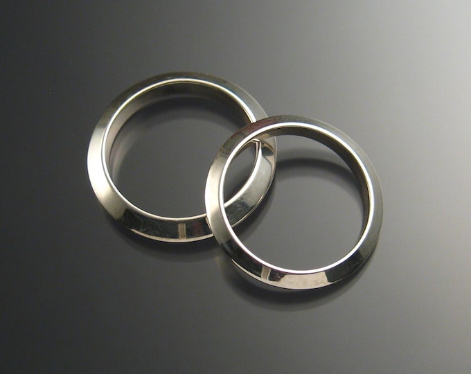 Sterling Silver Triangular Wedding bands, His and Hers made to order in your size