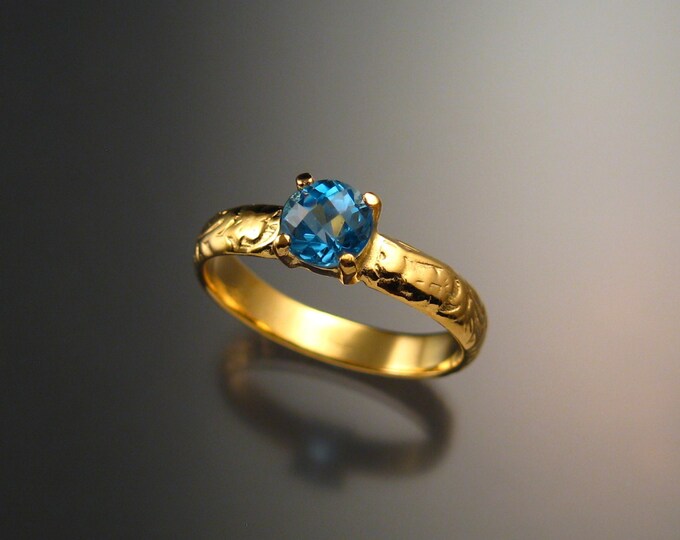 Blue Topaz Wedding ring 14k Yellow Gold made to order in your size