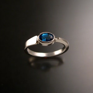 London Blue Topaz stackable Ring Sterling Silver Asymmetrical ring Hand crafted in your size