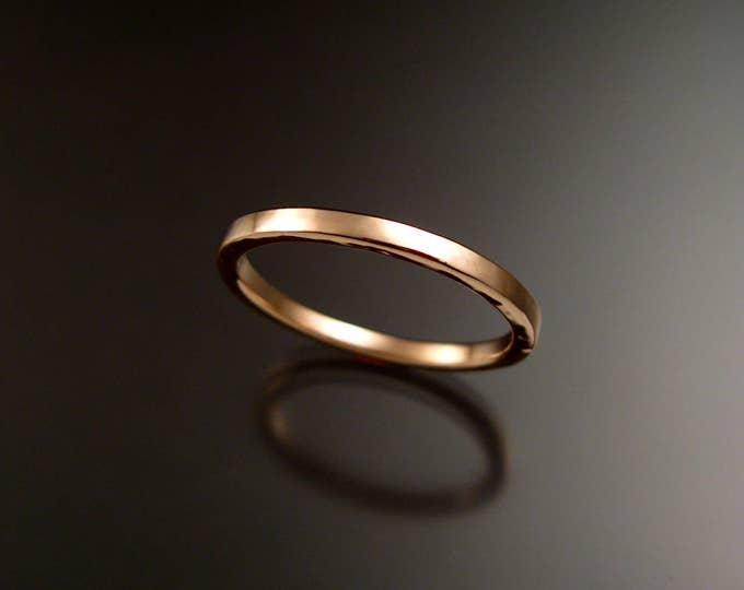 Rose Gold square wedding Band stackable pink 14k gold ring