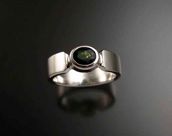 Green Tourmaline Ring oval Sterling Silver Emerald Substitute ring made to order in your Size