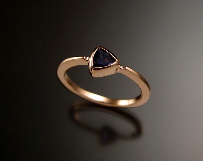 Iolite Triangular stacking ring 14k Rose Gold ring made to order in your size