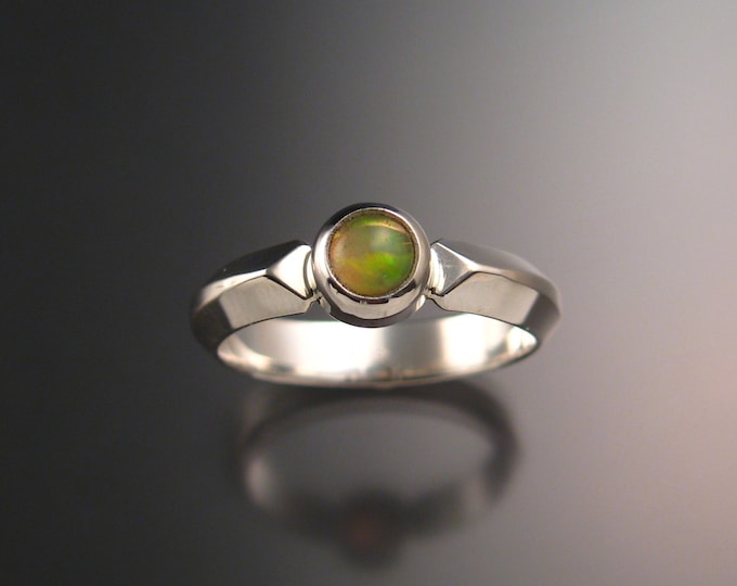 Opal Ring bezel set stone set in Sterling Silver and made to order in your size