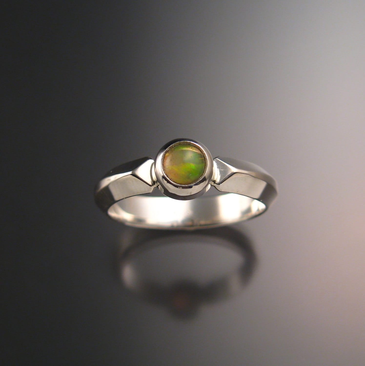 Opal Ring bezel set stone set in Sterling Silver and made to order in ...