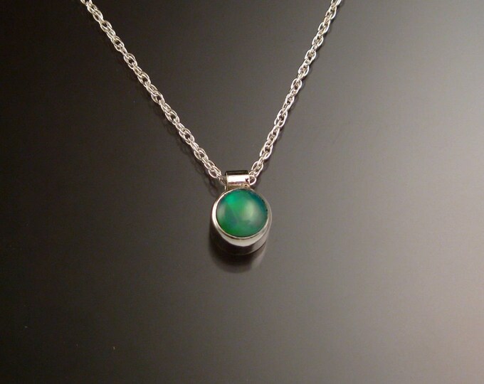 Opal Necklace Sterling Silver Bezel set natural Ethiopian Opal on 18 inch French Rope chain