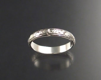 3mm Floral pattern ring Sterling silver Ring Band made to order in your size