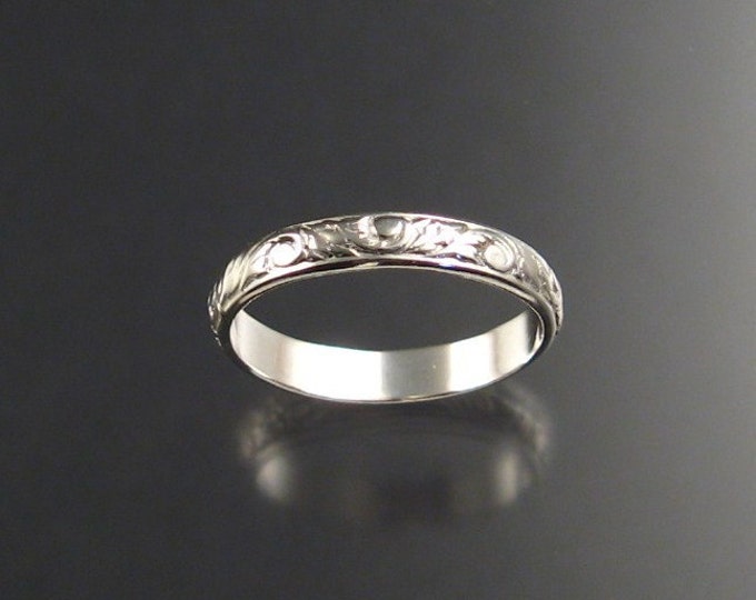 3mm Floral pattern ring Sterling silver Ring Band made to order in your size