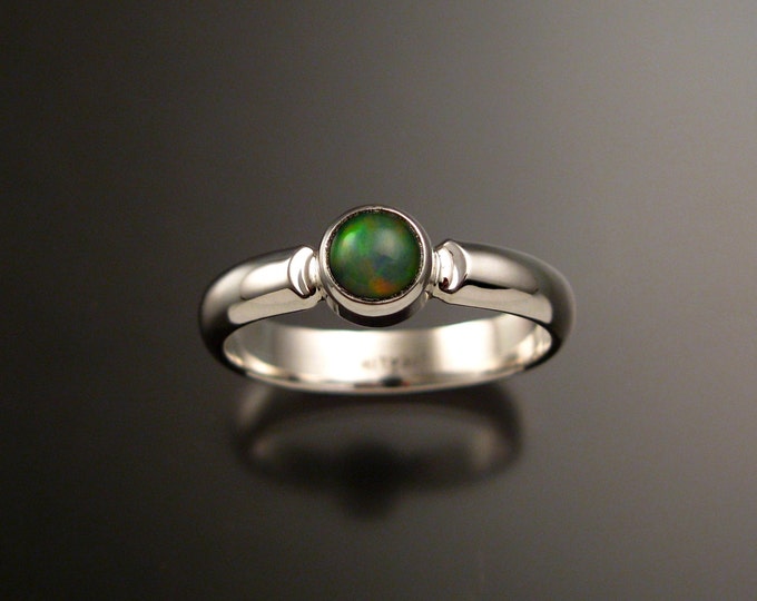 Opal Ring Sterling Silver Bezel set Crystal Opal ring made to order in your size