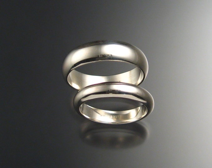 His and Hers Sterling Silver Half Round Wedding bands made to order in your size