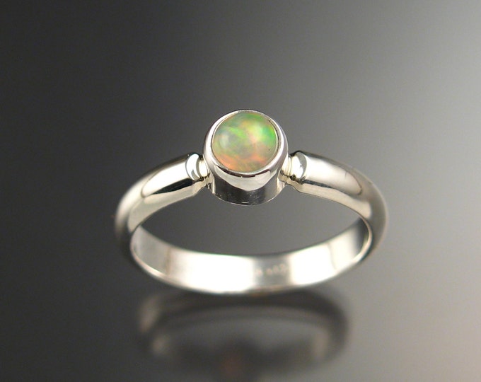 Opal Ring Sterling Silver Bezel set Crystal Opal ring made to order in your size