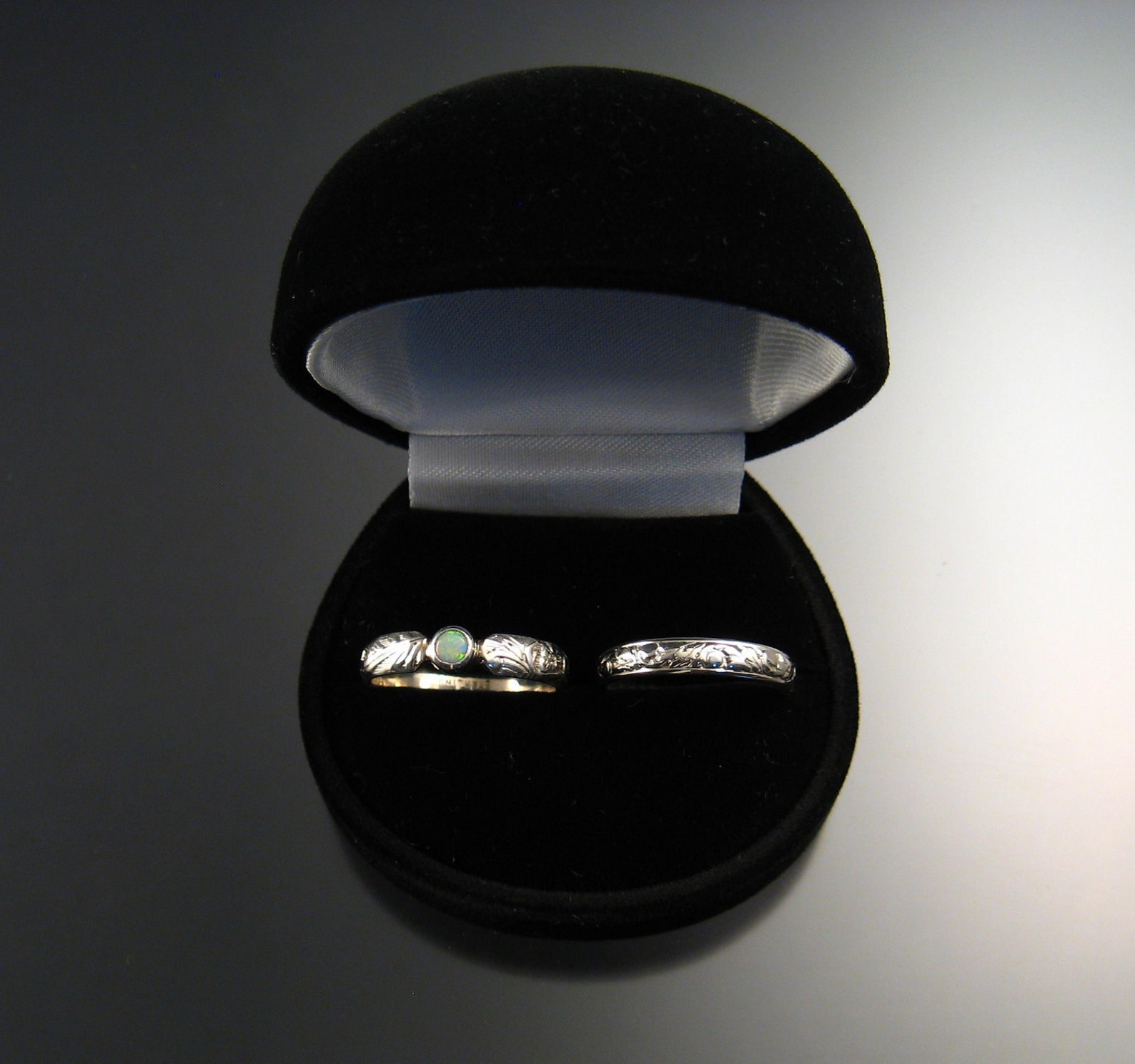thumbnail image 2 of 925 Sterling Silver Fire Opal Ring – White Round Opal, Women's Bridal Jewelry – Sizes 6-10 2 of 6