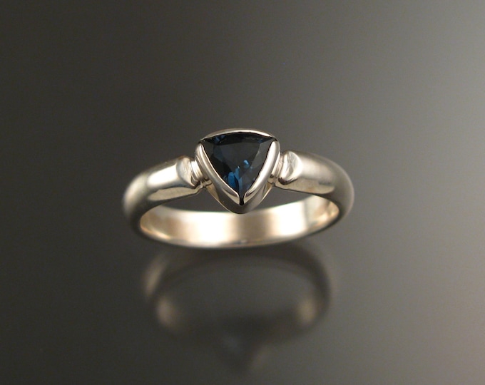 London Blue Topaz Triangle ring set in Sterling Silver