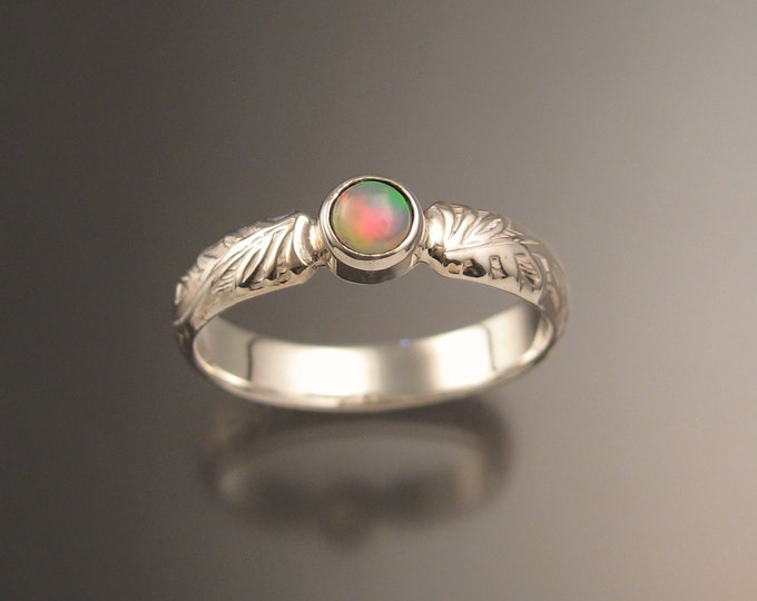 Opal victorian wedding ring made to order in your size set in Sterling Silver