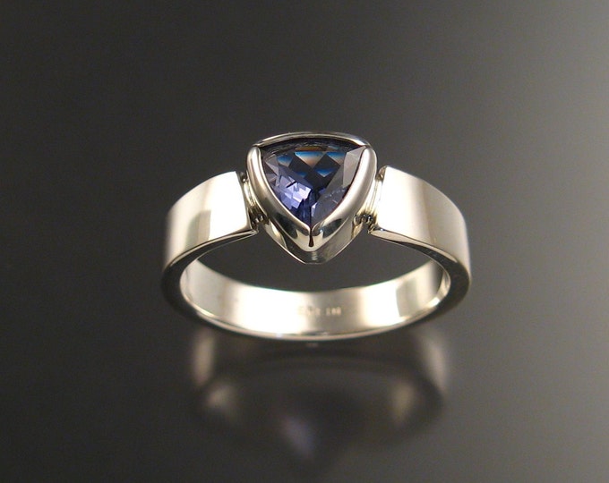 Iolite Trillion cut ring sterling silver Sapphire substitute ring made to order in your size