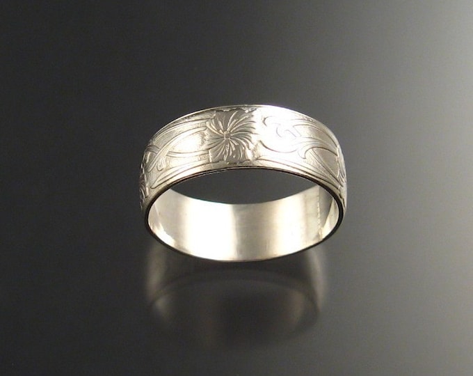 Wide Sterling Pattern Band Ring made to order in your size