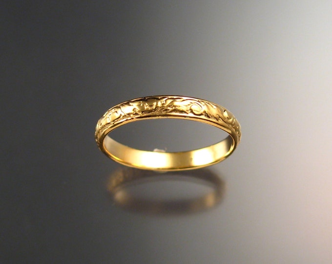 14k Yellow Gold 3.25 mm x 1.5mm Floral pattern Band wedding ring made to order in your size Victorian wedding band