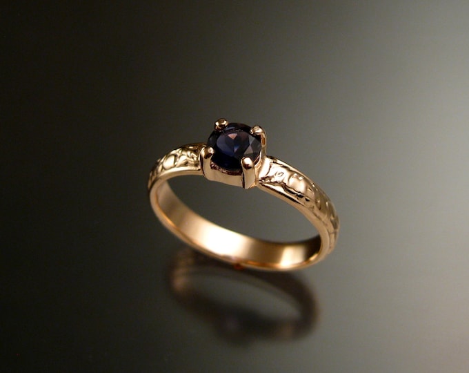 Iolite 14k Rose Gold Victorian floral pattern Sapphire substitute wedding / engagement ring Made to order in your size