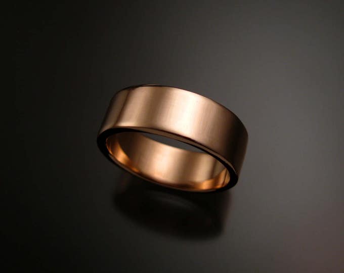 Rose Gold 14k 2x8 mm comfort fit Polished bright or brushed finish Pink Gold Grooms Wedding band Handmade in your size Mans ring band