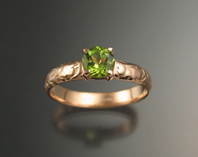 Peridot Wedding ring 14k rose Gold ring made to order in your size