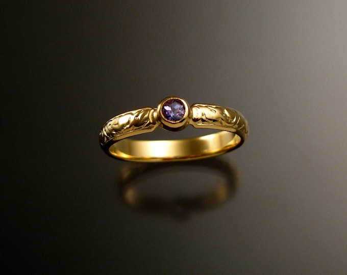 Tanzanite Wedding ring 14k Yellow Gold Victorian bezel set ring made to order in your size