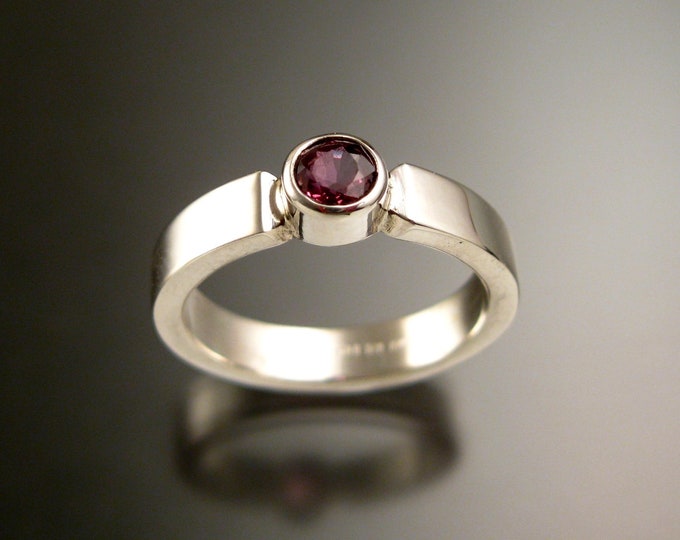 Sapphire wedding ring Sterling Silver heavy rectangular band your choice of color made to order in your size