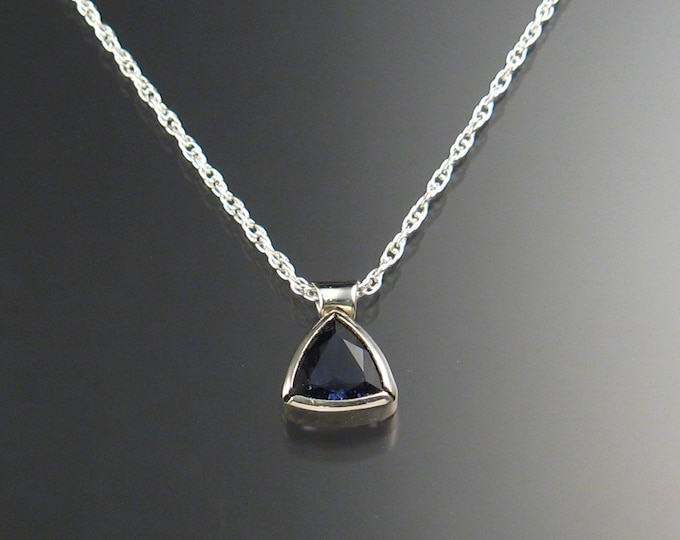 Iolite Triangle Necklace, Sterling Silver and Natural Stone