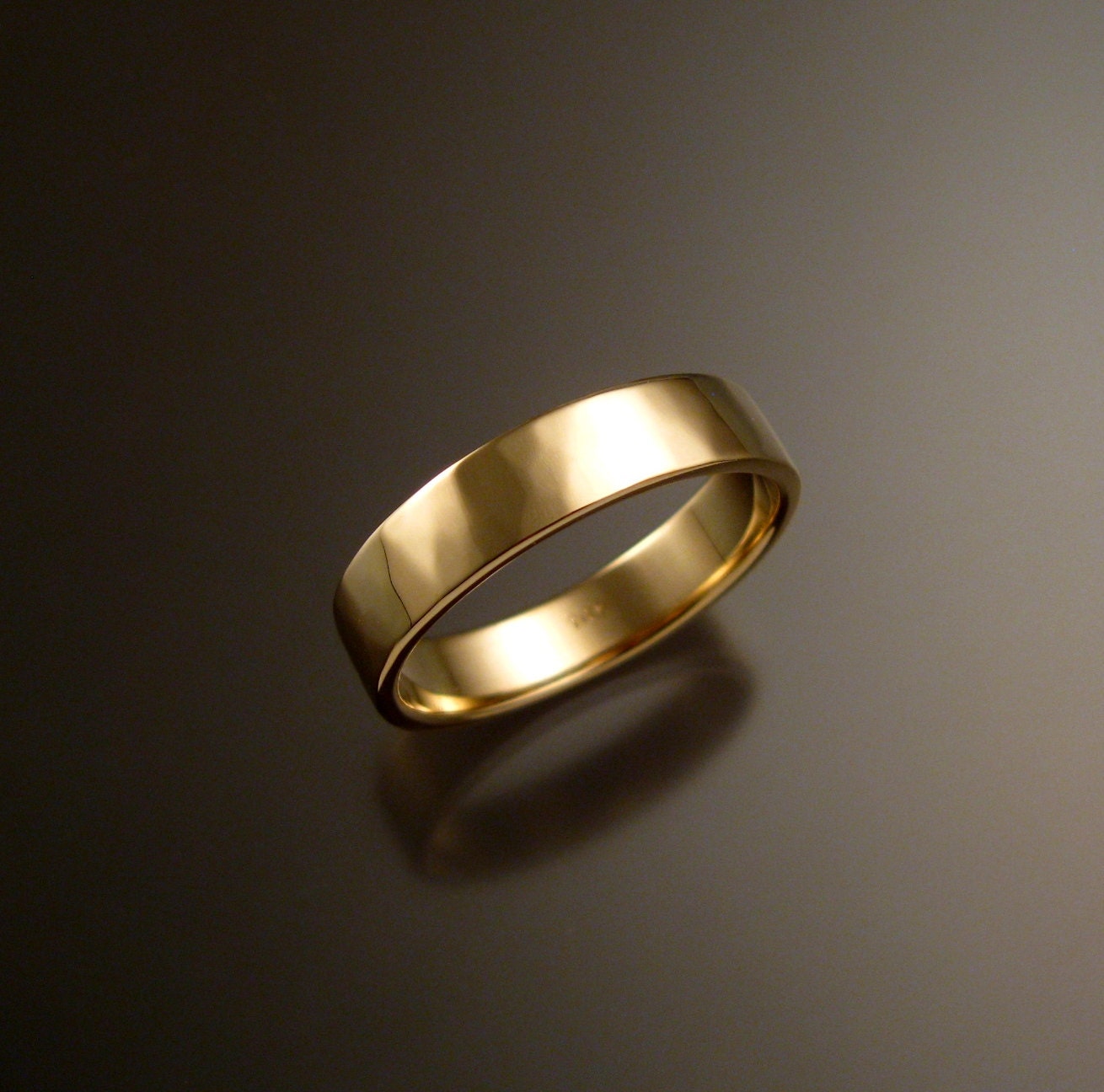 Flat Fit Solid Ring Men Wedding Plain Band 5mm 14k Yellow Gold 6.9gm Size  8-8.75 | eBay