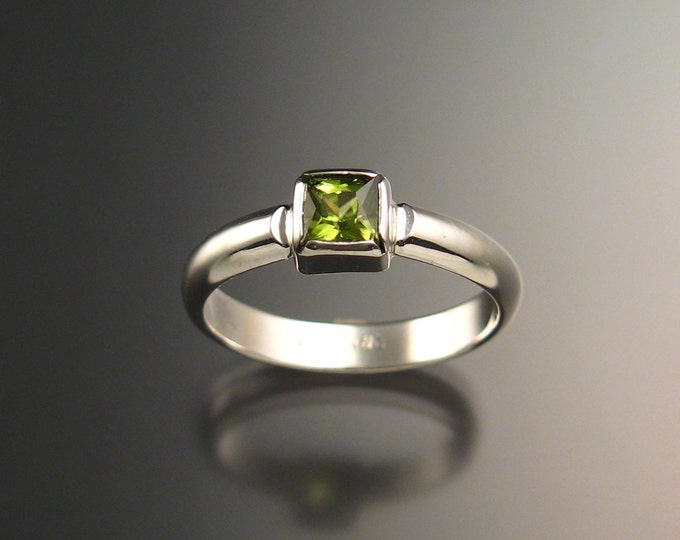 Peridot ring Sterling Silver handmade to order in your size square stone ring