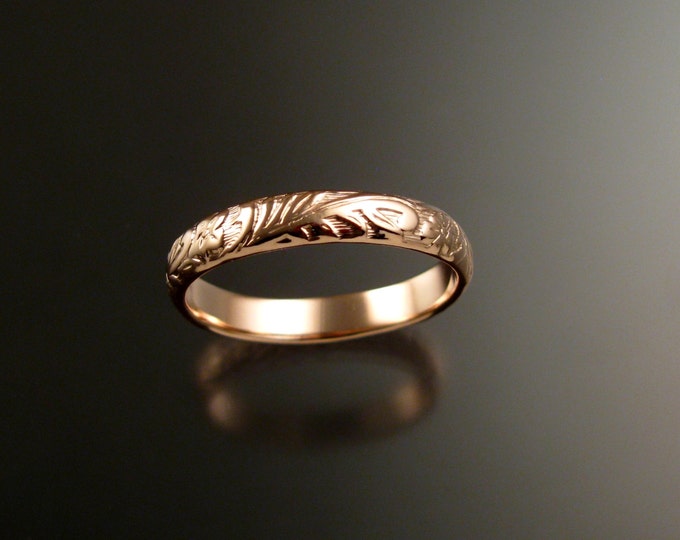 Rose Gold 4mm Floral pattern Band 14k wedding ring made to order in your size Victorian wedding band
