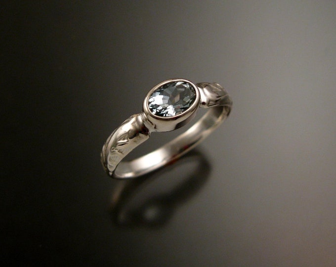 Aquamarine 5x7mm Oval Wedding ring Sterling Silver ring made to order in your size