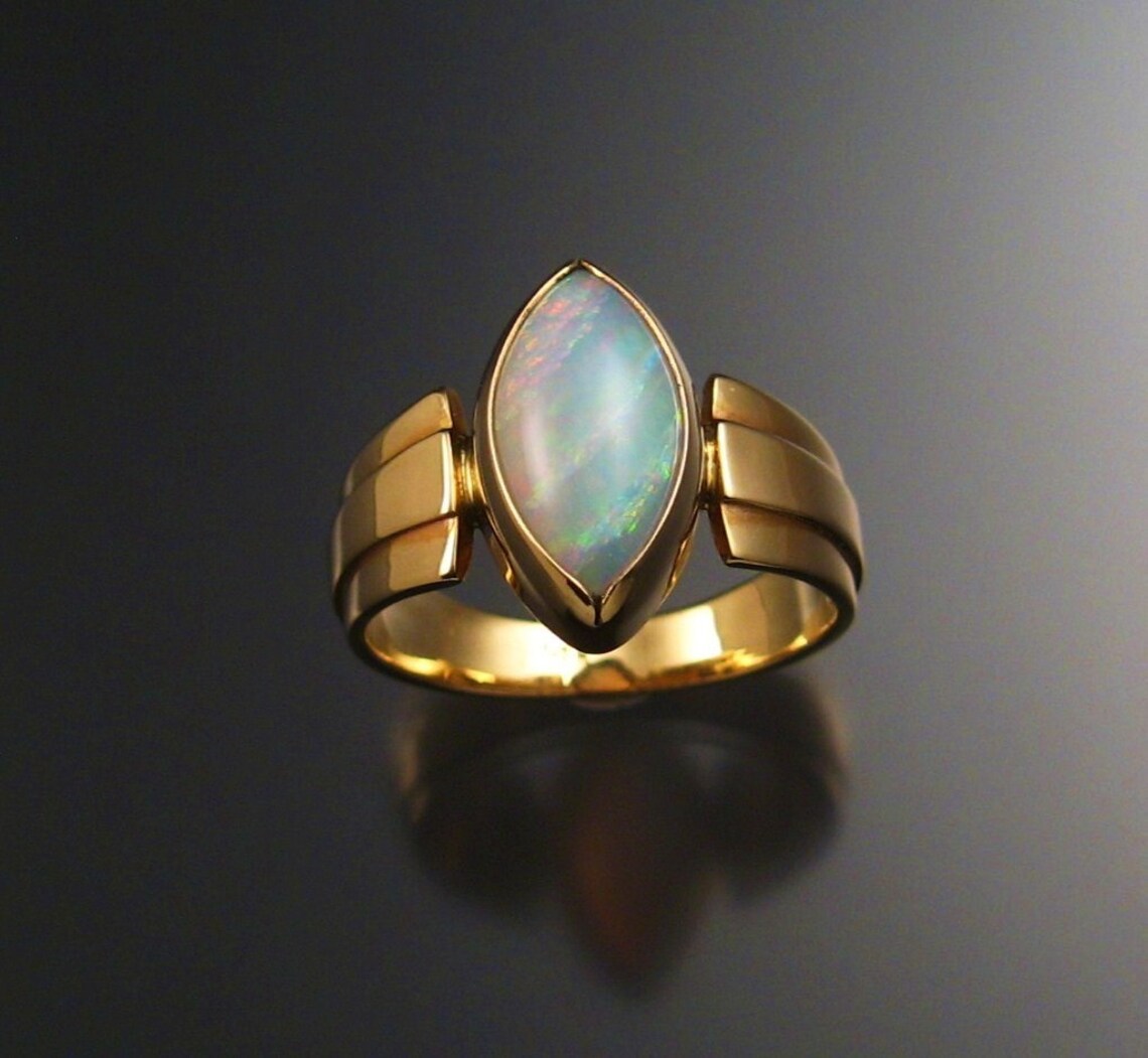 Opal Marquise Ring 14k Yellow Gold Size 7 3/4 | Etsy