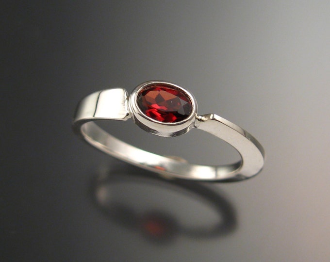 Garnet stackable Ring Sterling Silver Asymmetrical ring Hand crafted in your size