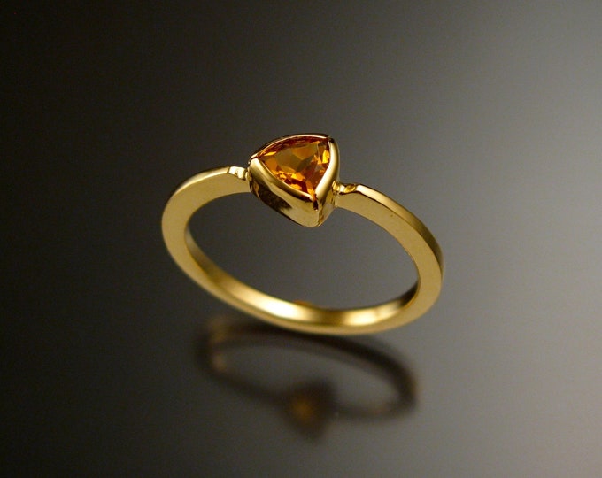 Stackable Citrine triangle ring 14k Yellow Gold stacking ring Made to order in your size