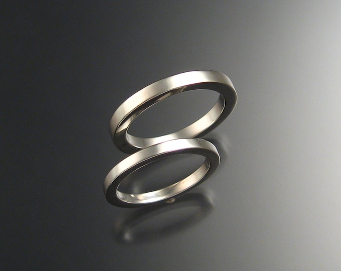 Sterling Silver Square Wedding bands His and Hers ring set made to order in your size