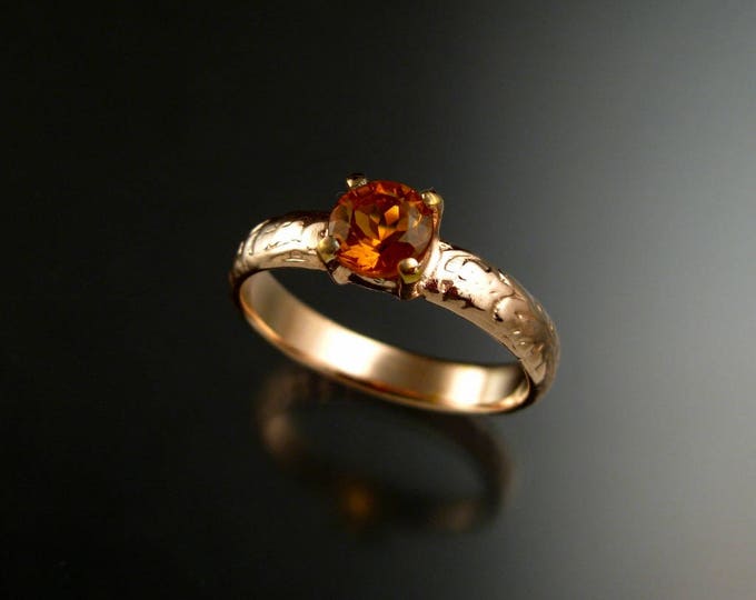 Citrine Wedding ring 14k rose Gold Topaz substitute November Birthstone Victorian Floral Pattern ring made to order in your size