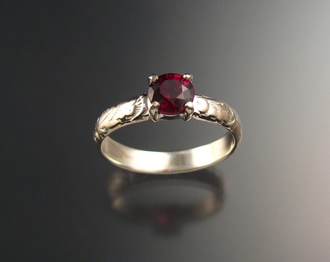 Garnet Wedding ring Sterling Silver Ruby substitute ring made to order in your size
