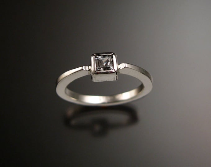 Stackable White Topaz square stone  ring Sterling Silver handmade to order in your size