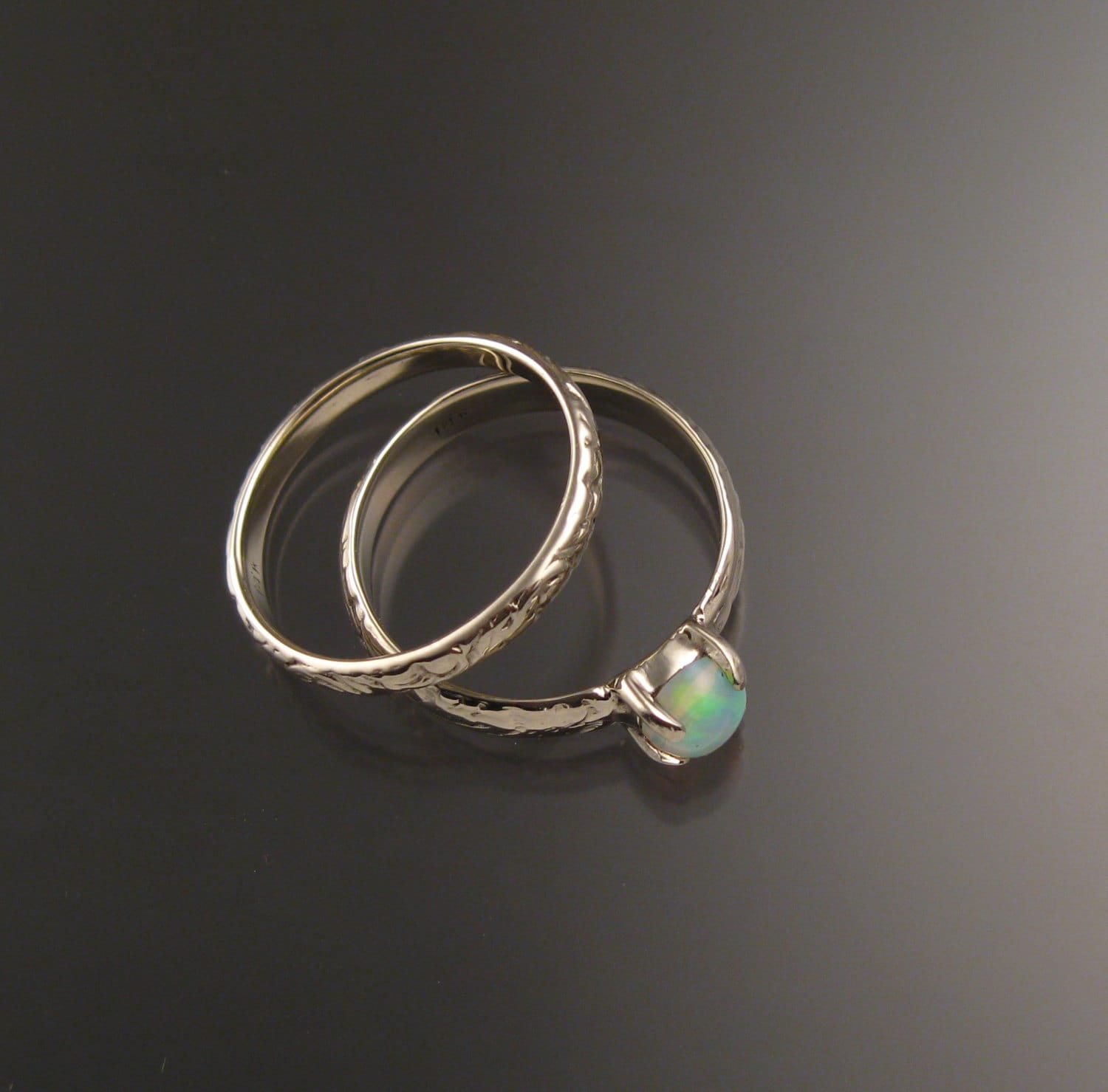 Opal and 14k white gold Natural Ethiopian Opal Wedding